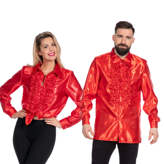 Ruches blouse rood satijn