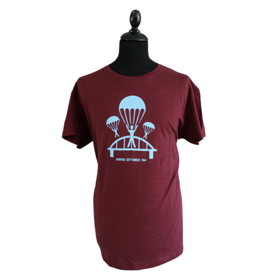 Airborne T-shirt maroon rood parachute brug arnhem