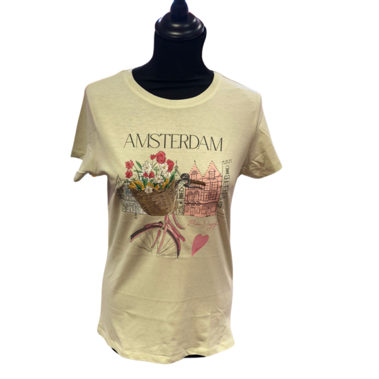 T-shirt mint groen Amsterdam fiets dames