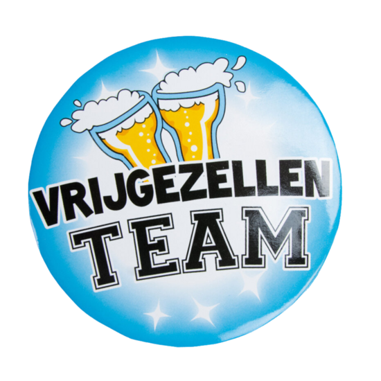 Button Vrijgezellen Team Blauw - XL