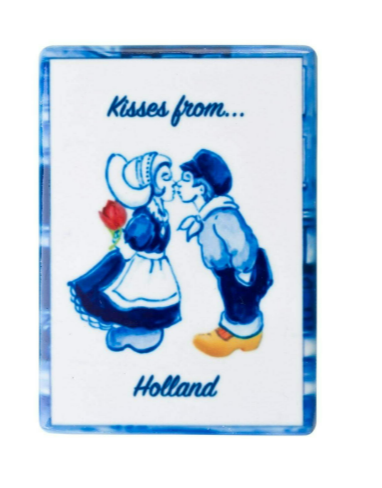 Magneet Keramiek Delfts Blauw - Kussend Paartje