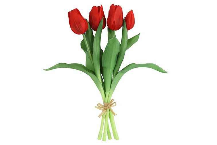 Kunstboeket Tulpen - Kunstbloem Rood - 5 Stuks