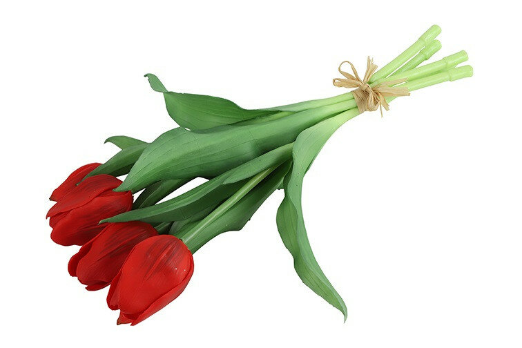 Kunstboeket Tulpen - Kunstbloem Rood - 5 Stuks