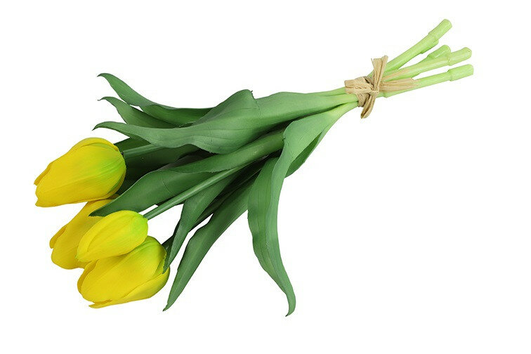 Kunstboeket Tulpen - Kunstbloem Geel - 5 Stuks