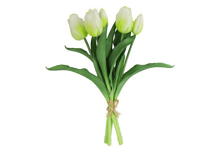 Kunstboeket Tulpen - Kunstbloem Wit - 5 Stuks