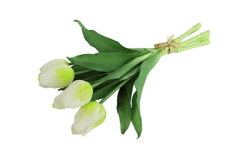 Kunstboeket Tulpen - Kunstbloem Wit - 5 Stuks
