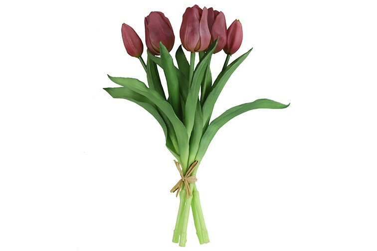 Kunstboeket Tulpen - Kunstbloem Paars - 5 Stuks