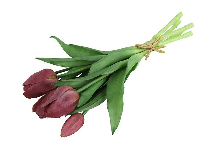 Kunstboeket Tulpen - Kunstbloem Paars - 5 Stuks