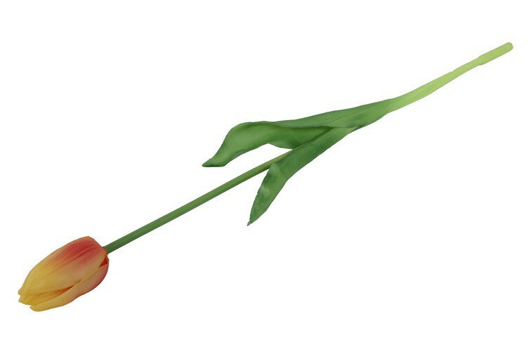 Kunstbloem Tulp - Geel en Bruin - Zijdebloem