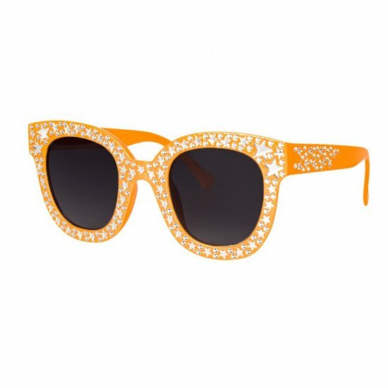 Partybril oranje met stenen
