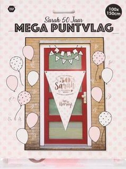 Puntvlag - Sarah 50 - Wit-Roze - 150 x 100 cm