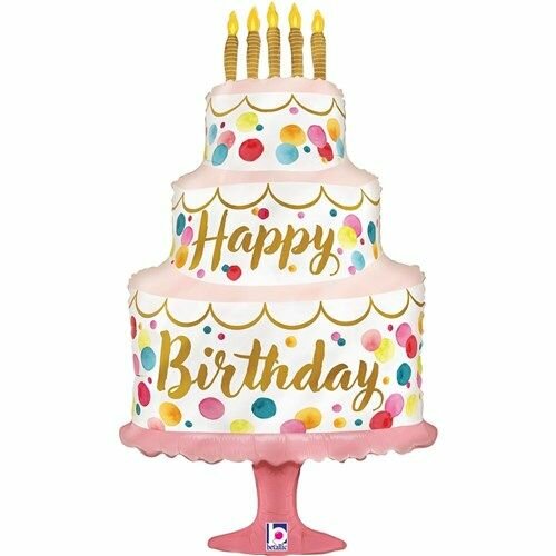 Folieballon - Happy Birthday Taart - 84 cm