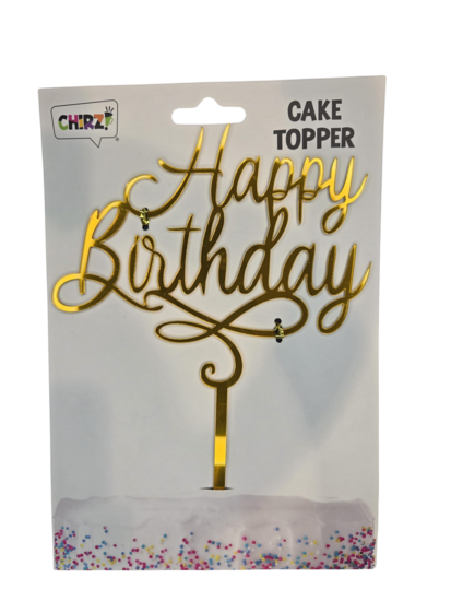Taartprikker - Happy Birthday - Cake Topper Goud