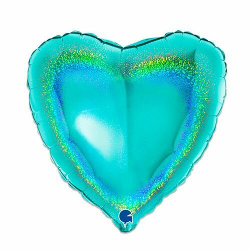 Folieballon Hart Glitter - Tiffany - 45 cm