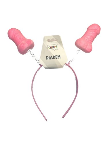 Diadeem Penis Roze Glitter - Vrijgezellen Feest - Willy Tiara