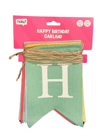 Vlaggenlijn - Happy Birthday - Canvas Multicolor