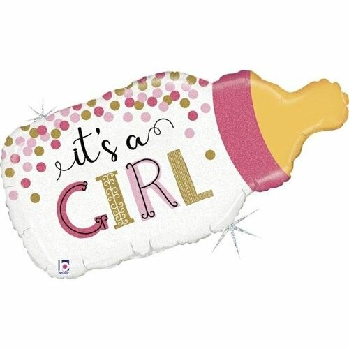 Folieballon Geboorte - Fles Meisje - 74 cm - Helium- en Luchtvulling