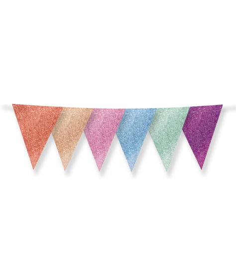 Versiering Vlaggenlijn - Glitter Multicolor - Papier - 6 meter