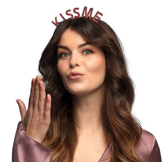 Diadeem Vrijgezellen Feest - Kiss Me - Rood