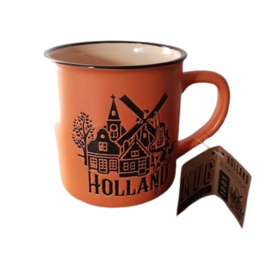 Souvenir Mok - Beker Holland Dorpje - Oranje