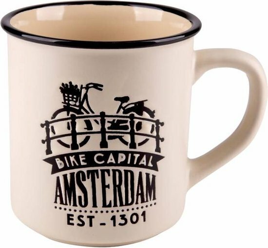 Beker Holland creme Amsterdamse fietsen