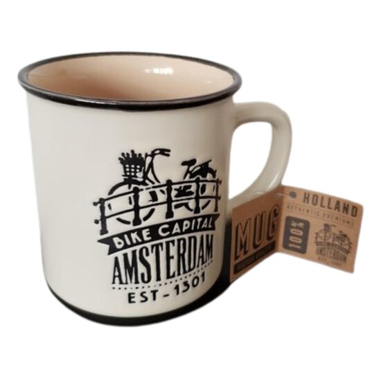Beker Holland creme Amsterdamse fietsen