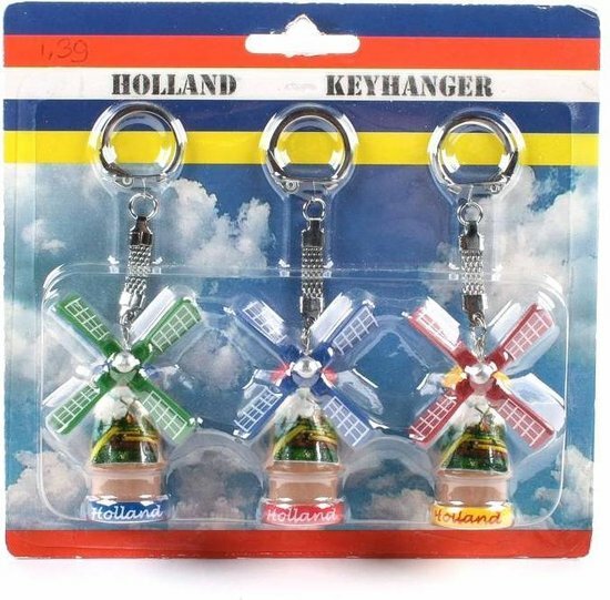 Molen sleutelhangers set 3 stuks