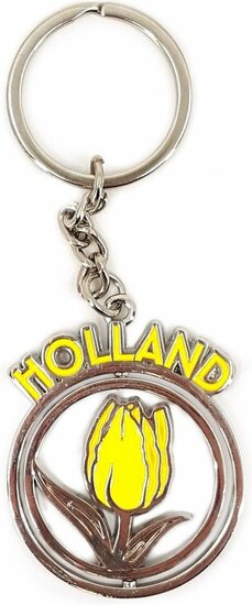 Sleutelhanger mono spinning Holland tulpen geel
