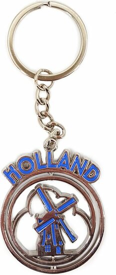 Sleutelhanger mono spinning Holland molen blauw