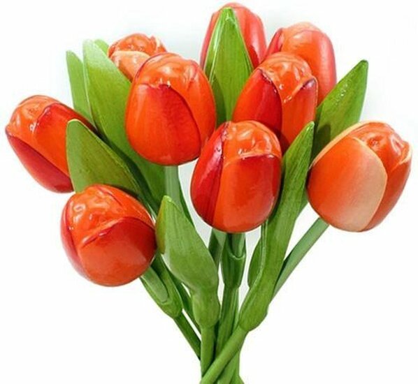 Tulp hout op steel oranje-rood