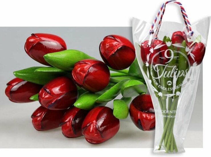 Tulp hout op steel rood aubergine