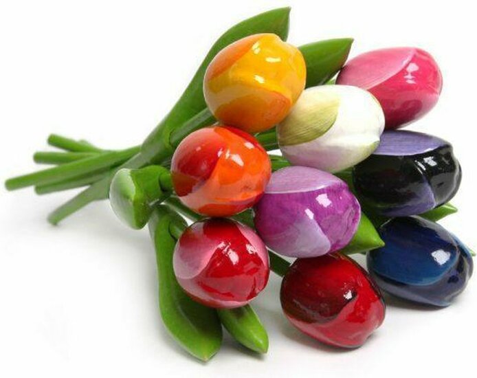 Tulp hout op steel roze-wit