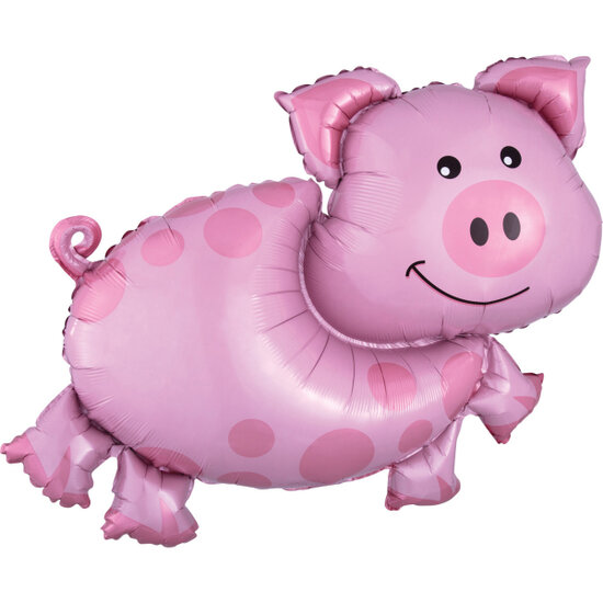 Folieballon Dieren - Roze Varken - 89 cm