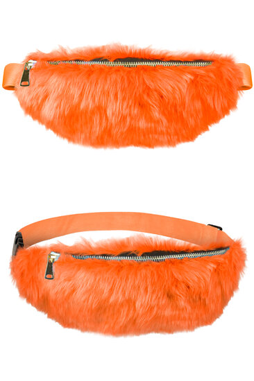 Heuptasje - Pluche Bont Neon Oranje - Disco Jaren 80 & 90 - Festival Tas