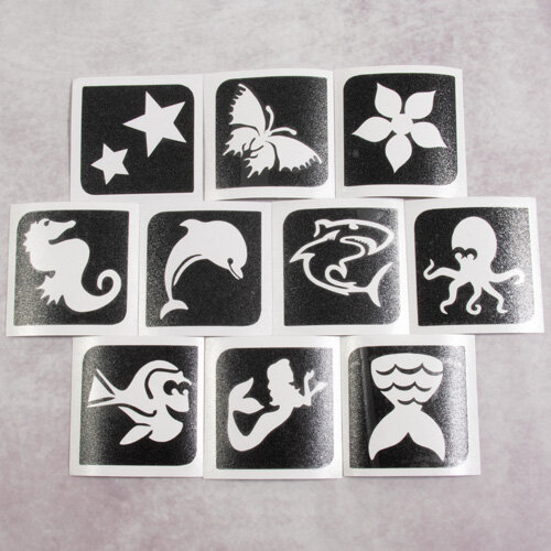 Grimas Sjablonen - Glittertattoo - Aqua - 10 stuks