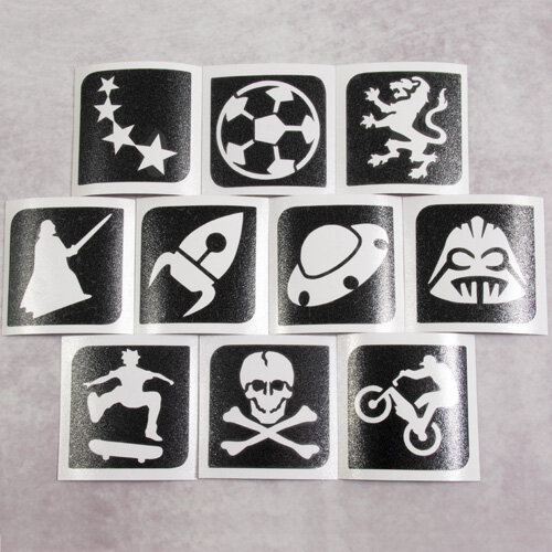 Grimas Sjablonen - Glittertattoo - Sport/Space - 10 stuks