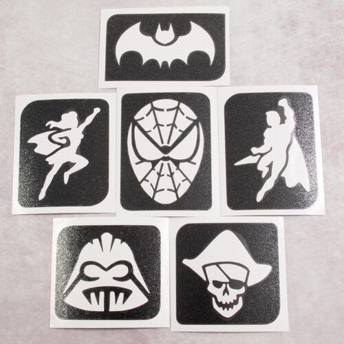 Grimas Sjablonen - Glittertattoo - Hero - 6 stuks