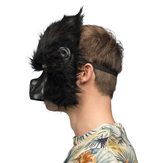 Masker Gorilla - Pluche Zwart - Dierenmasker Aap - Volwassenen