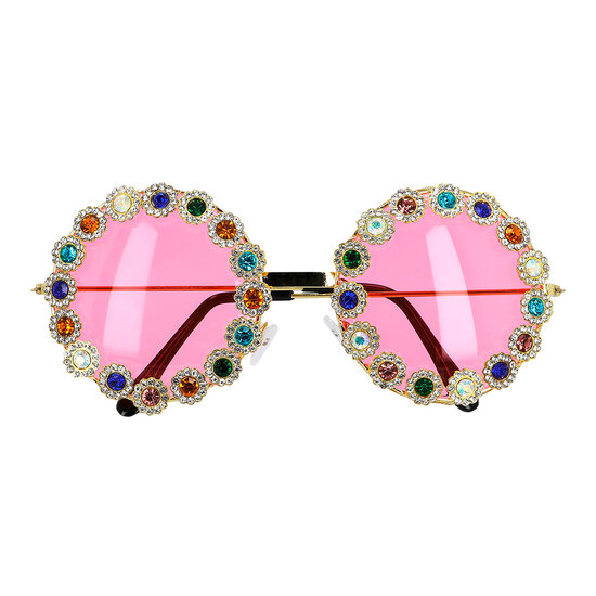 Feestbril - Hippie Bril - Crystal Flower Power