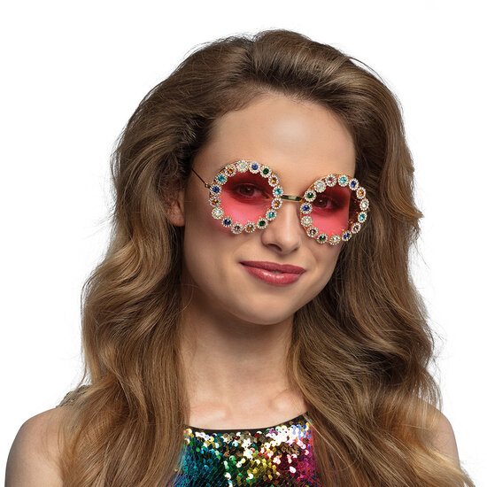 Feestbril - Hippie Bril - Crystal Flower Power