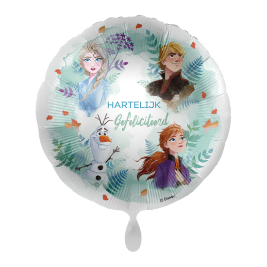 Folieballon - Frozen Hartelijk Gefeliciteerd - 45 cm - Helium- en Luchtvulling