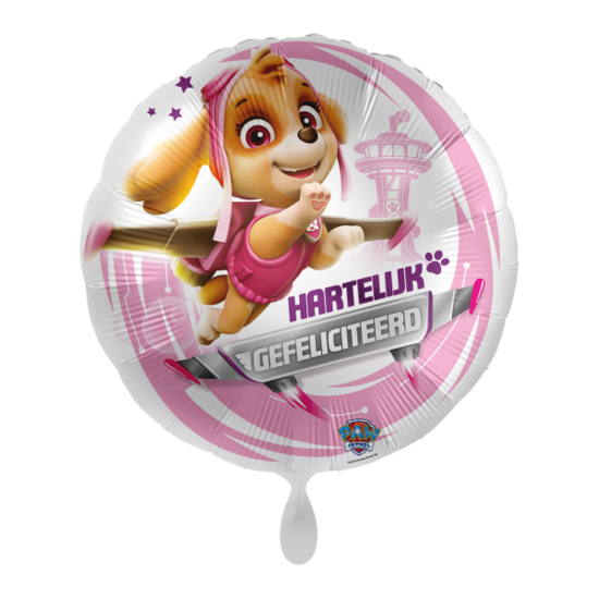 Folieballon - Paw Patrol Skye - Hartelijk Gefeliciteerd - 45 cm