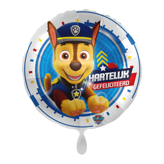 Folieballon - Paw Patrol Chase - Hartelijk Gefeliciteerd - 45 cm