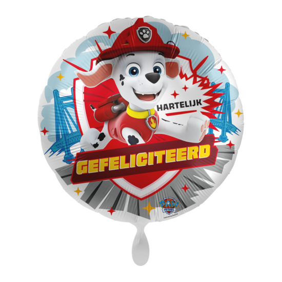 Folieballon - Paw Patrol Marshall - Hartelijk Gefeliciteerd - 45 cm