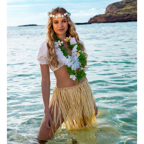 Hawaii Krans Lulani - Tropisch Strandfeest - Bloemenkrans met Groen