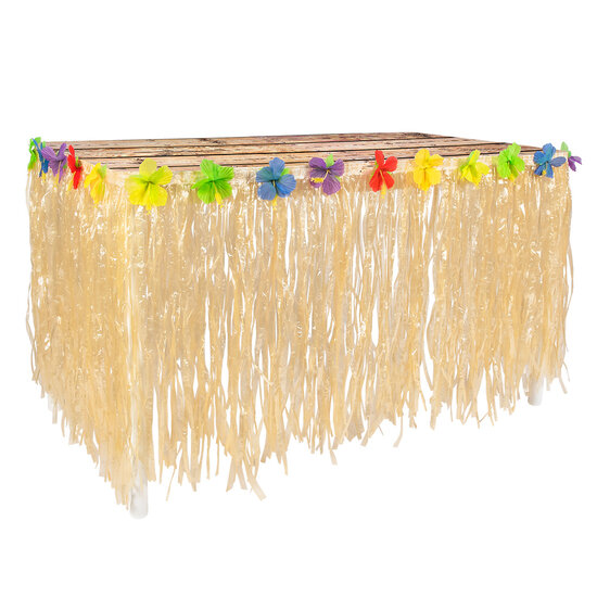 Hawaii Tafelrok - Natural met Bloemen - 75 x 300 cm