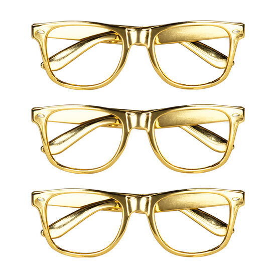 Partybrillen set goud 3 stuks