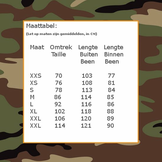 Leger broek camouflage volwassenen
