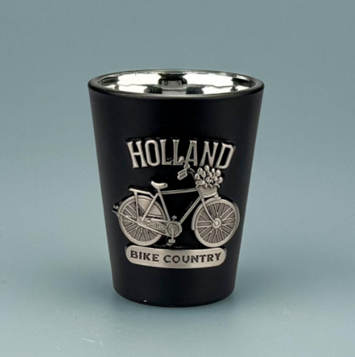Shotglas - Holland Fiets Metaal - Zwart-Zilver