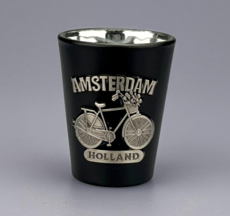 Shotglas - Amsterdam Fiets Metaal - Zwart-Zilver
